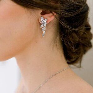Marquise Cubic Zirconia Crystal Formal Drop Earrings